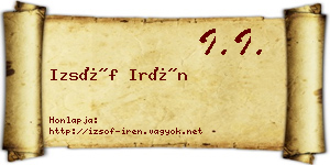 Izsóf Irén névjegykártya